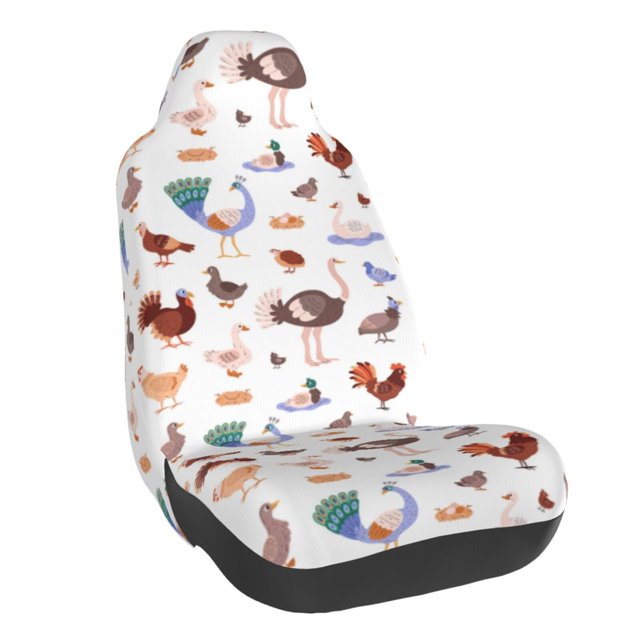 Wukai Farm Birds Goose Full Set Car Seat Covers with Soft Padding Universal Auto Front Seats Protector and Cushion Mat