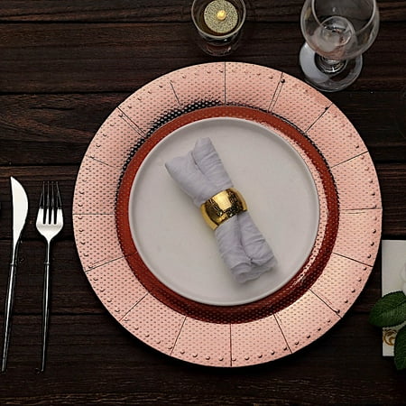 

BalsaCircle 10 Rose Gold 13 Round Disposable Paper Charger Plates Dotted Trim