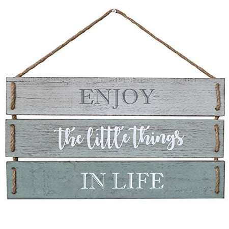 Barnyard Designs Enjoy The Little Things in Life Quote Wall Decor, Decorative Wood Plank Hanging Sign 17