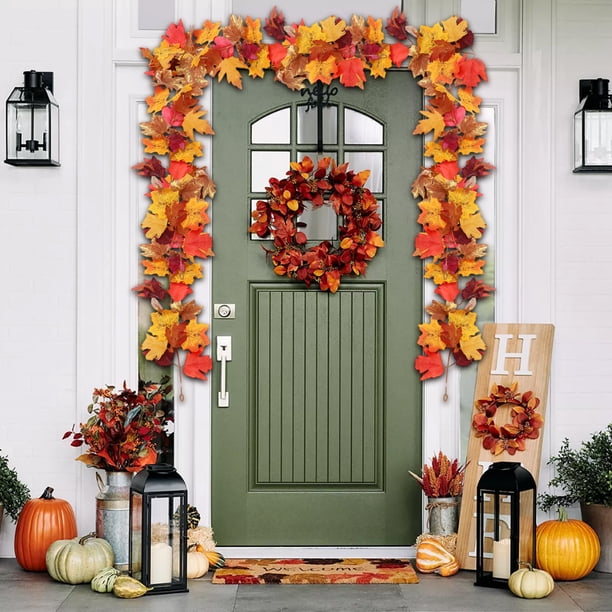 Decoraciones de Halloween, Acción de Gracias, Halloween, hoja de arce artificial, decoración escénica de otoño, simulación de hojas de arce para colgar en la pared, hoja de arce de plástico de ratán,