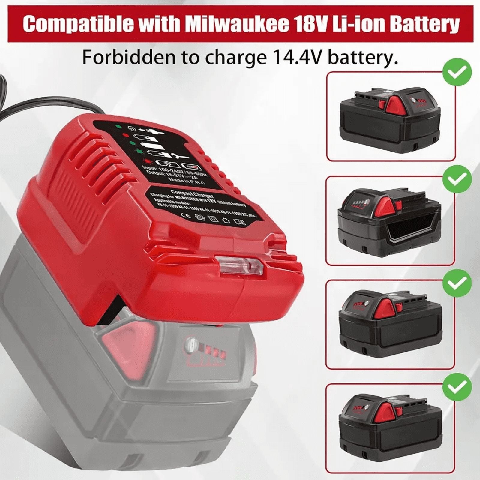 US plug Charger For Mil*wau*kee 18V Li-ion Battery  48-11-1862, 48-11-1880, 48-11-1850, 48-11-1852, 48-11-1812 Portable Mini Fast Charger with LED Indicator