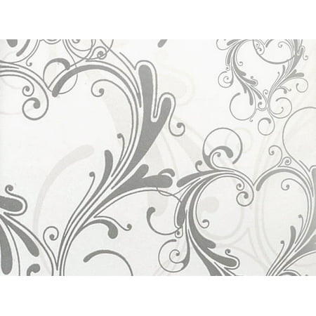 Pack of 1, Heart Flourish Gift Wrap, 24" x 85' For Wedding, Bridal Showers & Anniversary Celebrations, Made In USA