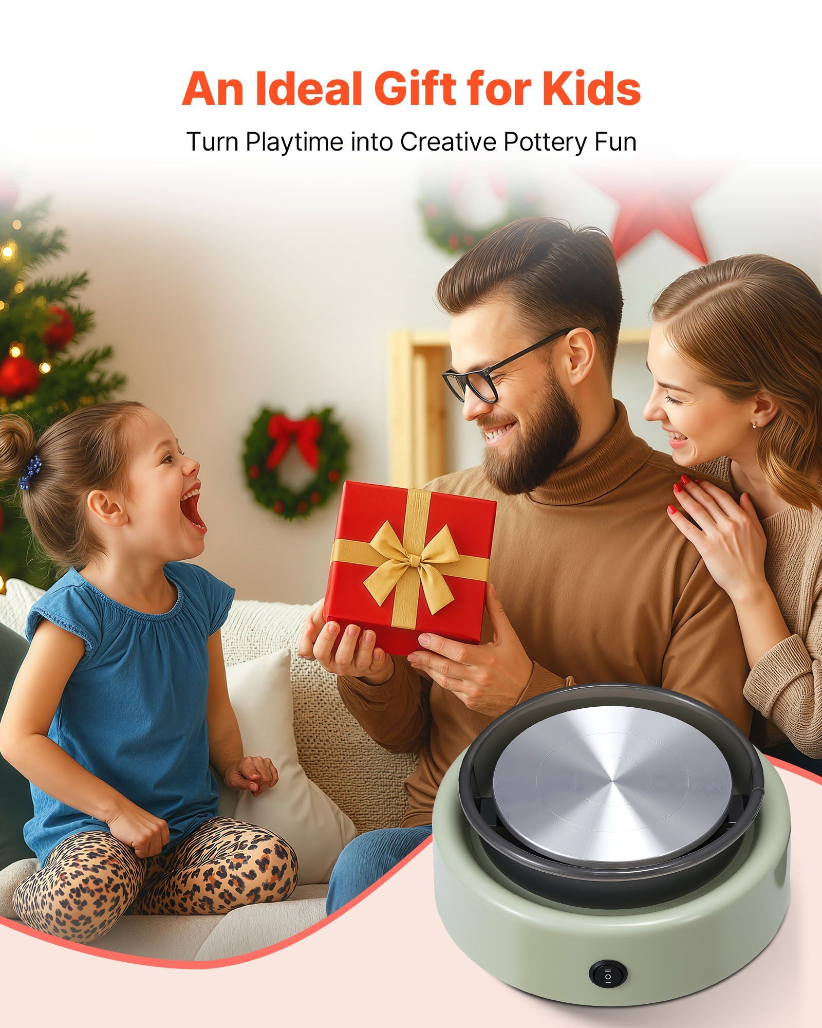 Children's Electric Pottery Wheel: Compact 6-Inch Spinning Turntable for Modeling Clay, Green