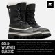 thumbnail image 2 of Bota Sorel Caribou Waterproof para mujer, color negro/piedra, 8.5 US, 2 of 7