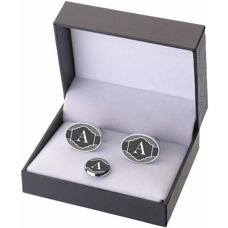 New Orleans Saints Cufflinks - Black & White Monogram Cufflinks and Tie Tack Gift Set, A-Z