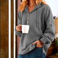 thumbnail image 5 of Vintageolid Color Longleeve Buttonedweatshirt,Soft Cotton Fleece Crewneck,Cotton Hooded Sweatshirt,Womens Oversized Hoodie, 5 of 6