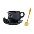 thumbnail image 1 of Taza con cara humana en 3D, taza de té y platillo, tazas de espresso, arte abstracto, taza de 10 oz para la mañana Negro, 1 of 9