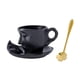 thumbnail image 1 of Taza de cerámica con diseño de rostro humano, 260 ml, para café, té, arte abstracto Negro, 1 of 9