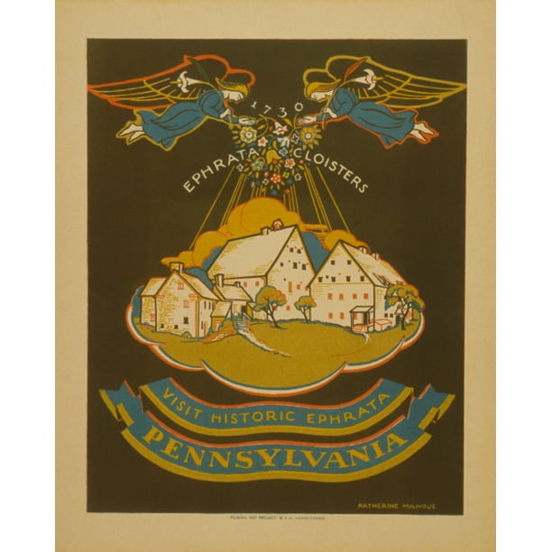 Print Visit Historic Ephrata, Pennsylvania, circa 1936