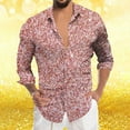 thumbnail image 4 of Telankuip Long Sleeve Shirts for Men Sequin Solid Color Lapel Button down Dress Shirt 70s Disco Fashion Sparkle Carnival Party Comfortable Tops for Festive Celebrations 2026 2-Pink L, 4 of 4