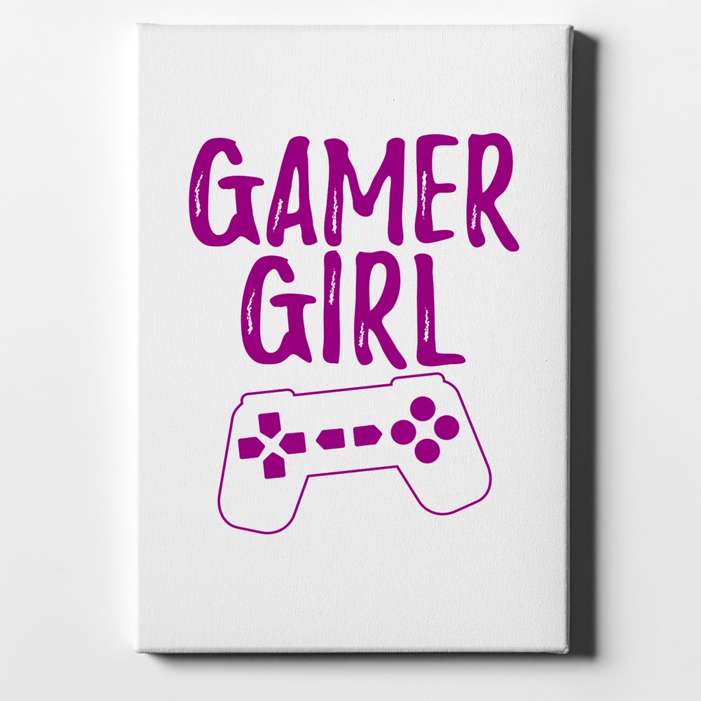 Gamer Girl Video Games 8" x 10" Decorative Canvas Wall Art White Edge 5/8" Gallery