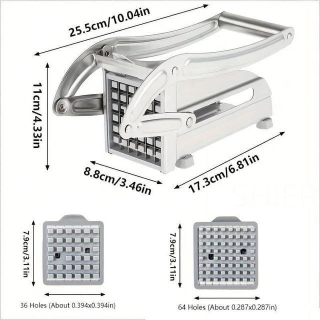 HLONK Stainless Steel Manual Chip Cutter - Versatile Potato & Vegetable Slicer with Replaceable Blades Essential Kitchen Gadget zzz