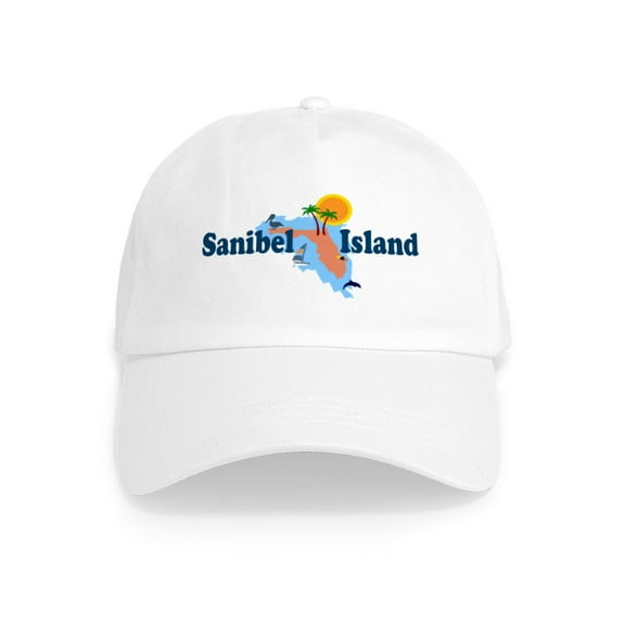 CafePress - Sanibel Island FL Map Design Cap - Adjustable 100% Brushed Unisex Casual Cotton Baseball Cap, Beige, 1