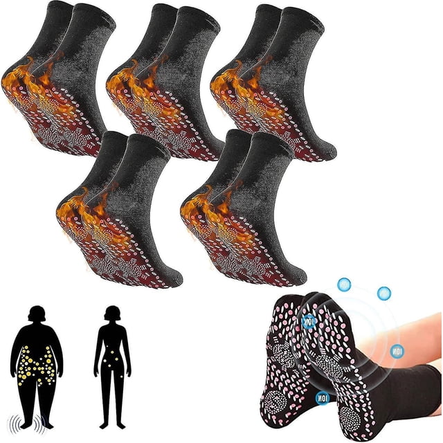 5 pares de turmalina acupresión autocalentamiento moldeando calcetines Afiz turmalina adelgazante salud calcetín turmalina adelgazante salud