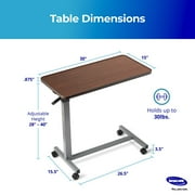 Invacare Adjustable & Tilting Table Bed - Height Adjustable Bedside Table w/ Wheels & L-Shaped Base