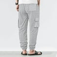 thumbnail image 2 of YLSDY Fashion Men's Casual Cargo Jogger Pants with Elastic Waistband Drawstring Cotton Linen Sports Pants with Pockets Gray S, 2 of 6