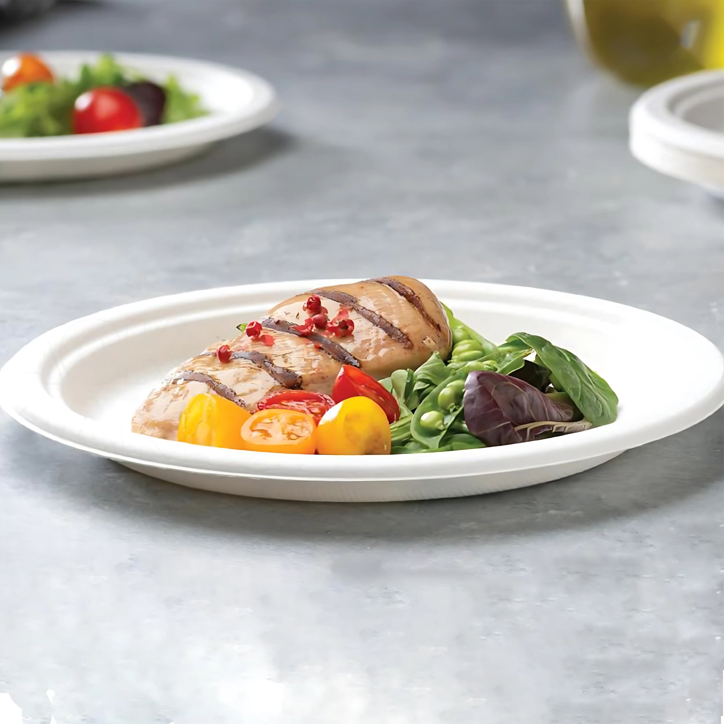 FPN Disposable Oval Plates, Small, 125-Pack, Compostable, Microwave-Freezer Safe for Parties & Events