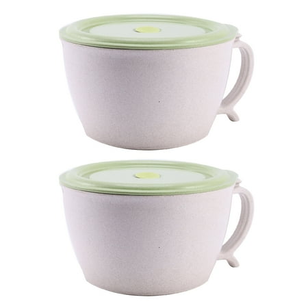 

2X Noodle Bowls with Lid-40 OZ Wheat Straw Soup Mug with Phone Holder-&Dishwasher Safe
