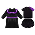 thumbnail image 4 of TiaoBug Kids Boys Boxing Robe Short Sleeve T-shirt and Shorts Set Boxer Fancy Dress Hooded Cloak Purple 14, 4 of 5