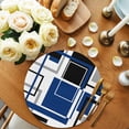 thumbnail image 2 of Blue Black Geometric Round Placemats Set of 6 for Dinning Tables,Heat-proof Braided Table Mats 13 Inch,Modern Minimalist Abstract Stripes Washable Place Mat for Kitchen Restaurant Party Table Decor, 2 of 9