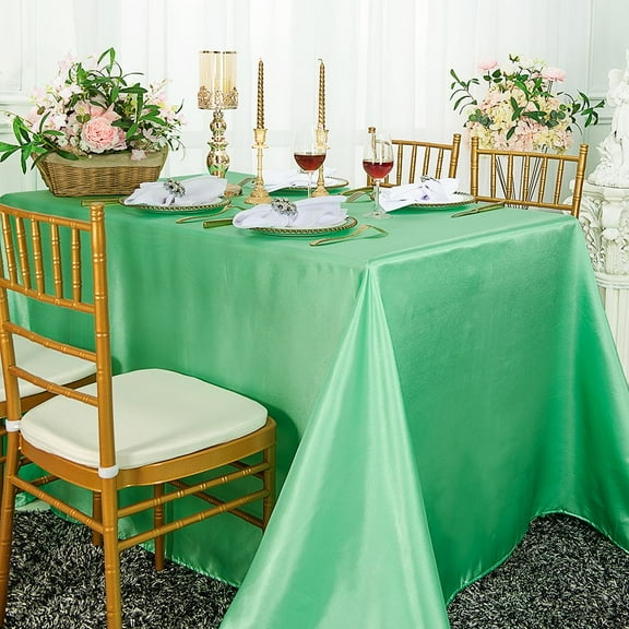 Wedding Linens Inc. 90" x 132" Satin Seamless Rectangular Table Cover Linen Tablecloth - Sage Green