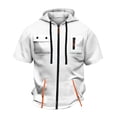 thumbnail image 4 of Short Sleeve Hoodies for Men Summer Fall Drawstring Loose Hooded Sweatshirt with Pockets Casual Zip Up Jacket Outerwear, 4 of 4
