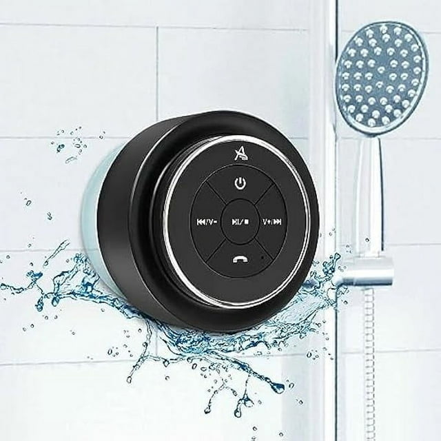 wonima11 SoundAngel Mate, Pro Shower Speaker (Upgraded) Certified IPX7 Waterproof Bluetooth Speaker, Big Pro Sound&Deep Bass, with Mic, Suction Cup, 12H Playtime, Ideal Gifts, Silver