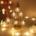 thumbnail image 1 of Xihbxyly Luces Navideñas de Copo de Nieve, 30 Led de Diseño Brillante, Funciona con Pilas, Modo Intermitente y Encendido, Cable Flexible, Decoración Invernal, Uso Interior y Exterior, 4,5 M de Largo., 1 of 2