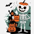 thumbnail image 3 of CafePress - Pumpkin Skeleton Drinking Coffee Shirt, Funny Hall Kids Baseball T Shirt - Kids Cotton Baseball Jersey, 3/4 Sleeve Shirt, 3 of 4