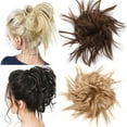 thumbnail image 2 of XmhyTop 1PCS Messy Hair Bun Piece Updo Fake Scrunchies Extension Wavy Curly Hairpieces Ponytail Chignon Headband for Women, Dark Brown, 2 of 4