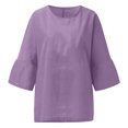 thumbnail image 6 of Womens Summer Tops 2023 3/4 Sleeve Crewneck Plain Blouses Dressy Casual Loose Fit Comfy Womens Fashion Tshirts Shirts, 6 of 6