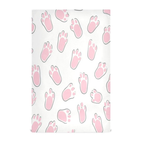 Multi-Purpose Kitchen Towels 28x18 Inch Dishcloths with Hanging Loop Decorative and Practical Towels for Kitchen, Dining Pink Bunny Footprints