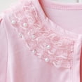 thumbnail image 4 of JSGEK 4-5 Years Kids Cardigan Comfort Ruffle Lace Trim Neck Shawl Regular Fit Soft Solid Color Front Open Jacket Girls Dress Cover Up Pearl Button Bolero Shrug Fall and Spring Pink, 4 of 4