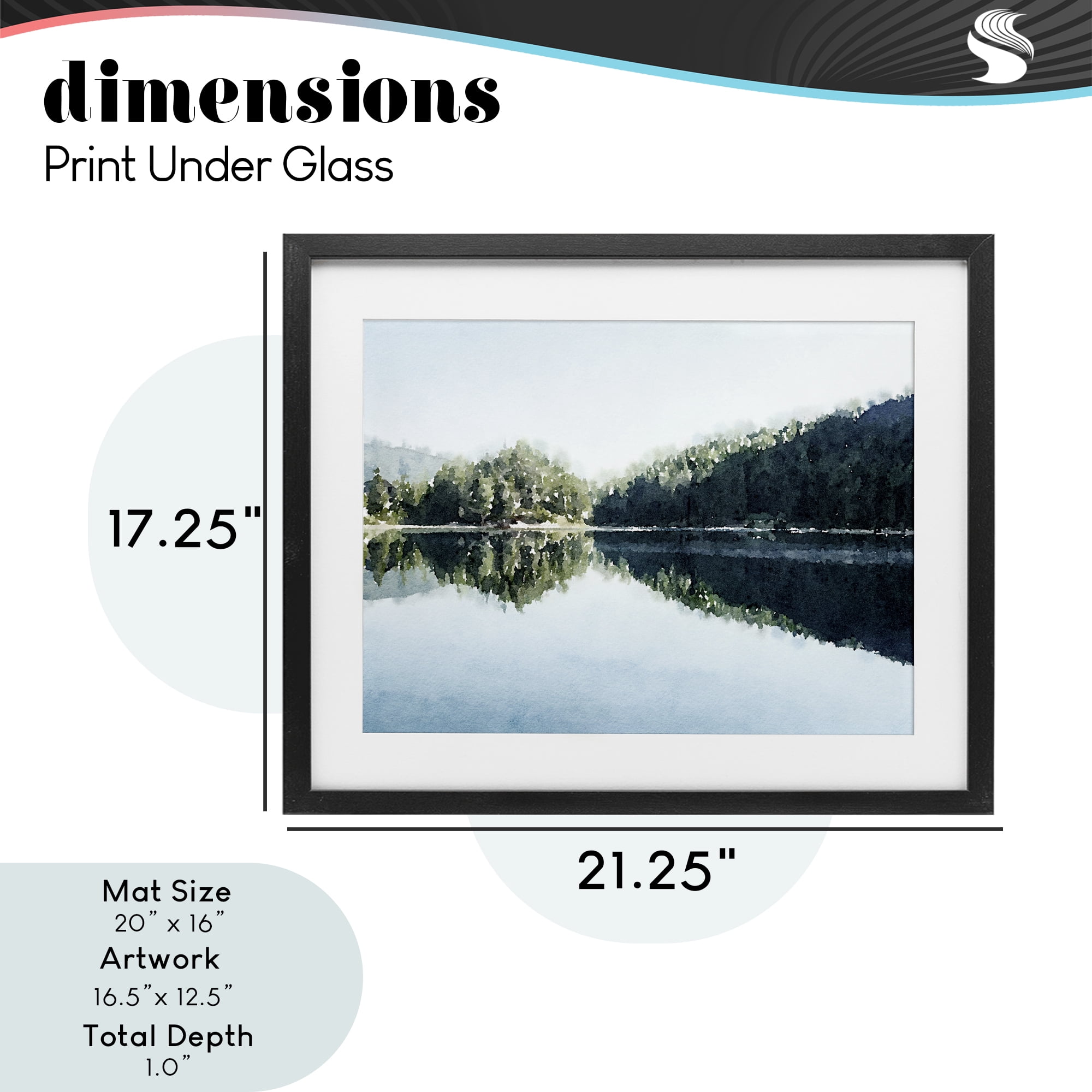 Stupell Industries Blue Lake Reflections Black Framed Print Under Glass, design by Kim Curinga