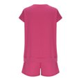 thumbnail image 3 of Tops Y Blusas de Mujer de Verano Cuello Redondo Manga Corta con Cordón de Cintura Y Bolsillo Pantalones Cortos de Dos Piezas, 3 of 8
