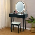 thumbnail image 3 of Gymax Makeup Vanity Dressing Table Set w/ Touch Screen Padded Stool Black, 3 of 8