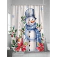 thumbnail image 5 of Beige Snowman Standard Shower Curtain Set, Waterproof Shower Curtains for Bathroom, Christmas Poinsettia Winter Snowflake Washable Fabric Cloth Bath Curtain for Bathtub with Hooks 72x72 Inches, 5 of 6