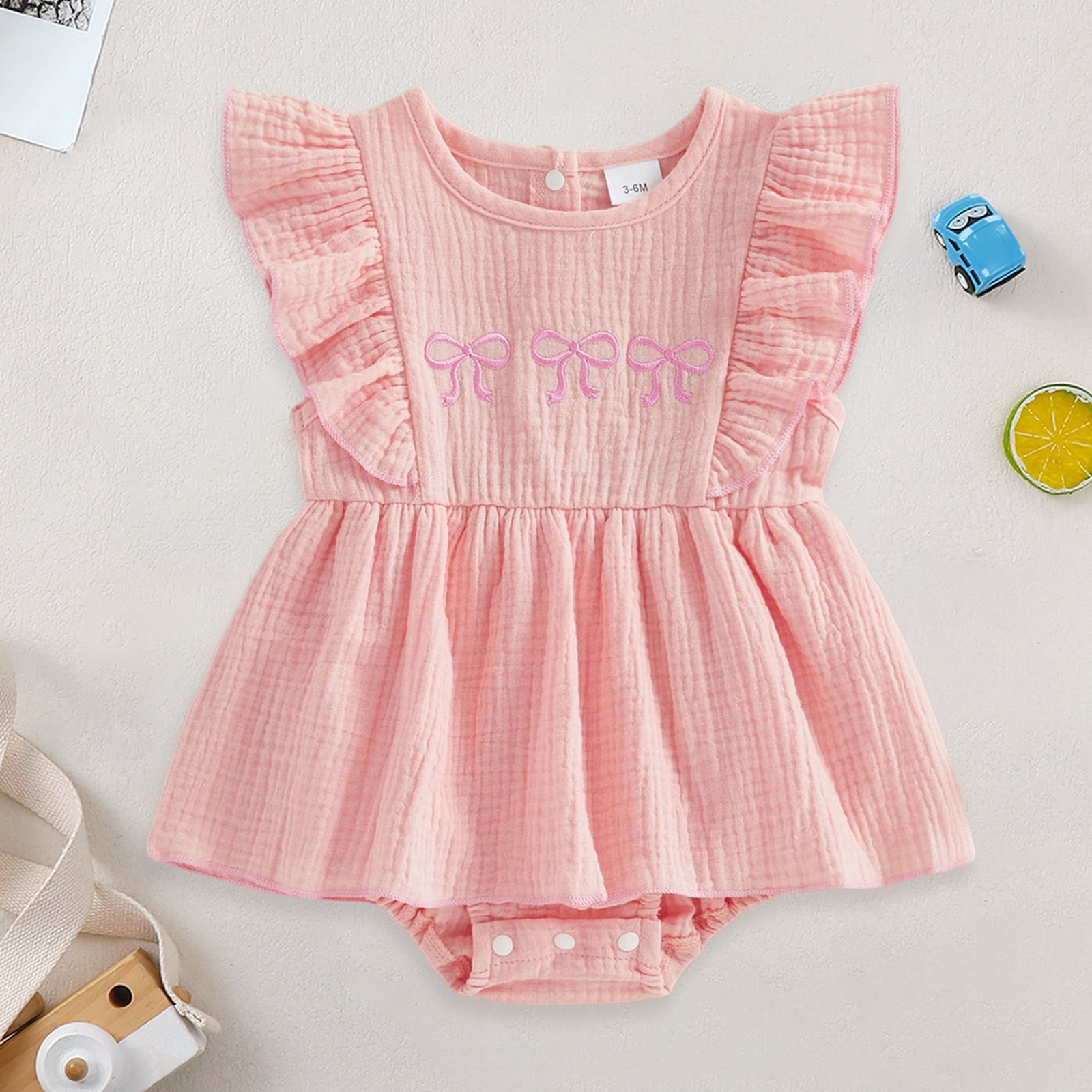 Gubotare Baby Dress Baby Girls Romper Newborn Cartoon Print Short Sleeve Romper Summer Clothes 0 3 6 9 12 18 24 Months (Red,0-3 Months)