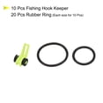 thumbnail image 3 of Uxcell 0.63 x 0.37 x 0.35 inch Plastic Fishing Hook Keeper Holder with 2 Size Rubber Rings Yellow 10 Pack, 3 of 5