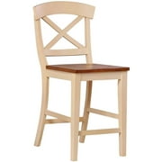 Iconic Furniture STC60-CL-BI 24 in. Transitional X-Back Counter Stool with Caramel & Biscotti Coleection