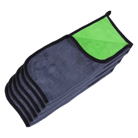 Unique Bargains 6pcs Microfibre Car Drying Towel 40 x 40cm 600GSM Car Drying Cloth Window Cleaner Gray Green