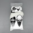 thumbnail image 2 of Ambesonne Black White Bedding Set 4 Pcs, Funny Skull Band, Queen, Black White, 2 of 3