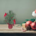 thumbnail image 3 of Christmas Pine Tree In Plaid Pot With Cardinals, 3 of 3