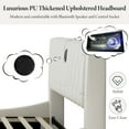 thumbnail image 3 of Queen Bed Frame with Built-In Bluetooth Speakers & RGB LED Lighting, Luxury PU Leather Headboard, Box Spring Free, Quick Assembly, White, 3 of 9