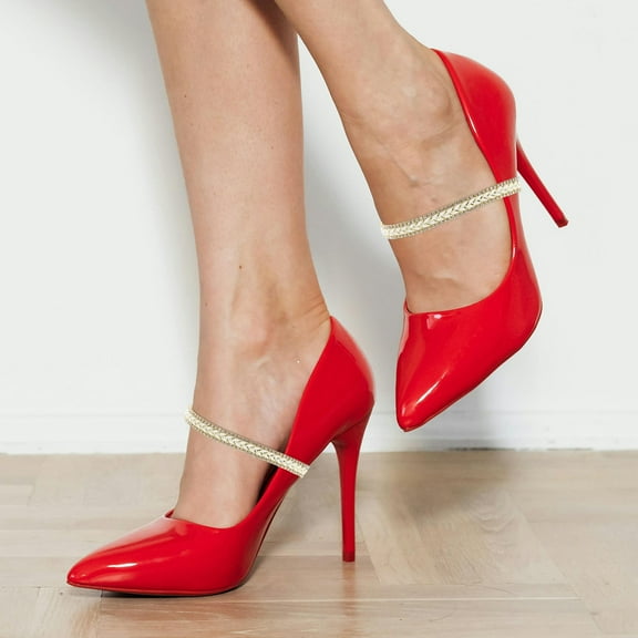 KONTONTY 2 Pairs Elastic Shoe Straps For High Heels Anti-Slip Ankle Bands With Rhinestones No Tie Shoe Straps For Heels Shoelace Straps