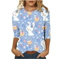 thumbnail image 2 of Hauts pour Femmes Mode Féminine T-shirt Imprimé Jour de Pâques Manches 3/4 Blouse Col Rond Hauts Décontractés pour Sortir Aguichant en Liquidation, 2 of 5