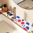 thumbnail image 2 of Yayeee Faucet Mat for Kitchen Sink 14.7" Diatomite Long Splash Guard Pad, Blue Retro Shapes, 2 Pack, 2 of 7