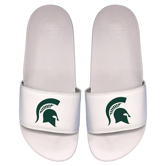 Men's ISlide White Michigan State Spartans Primary Logo Motto Slide Sandals