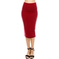 thumbnail image 2 of A2Y Women's Basic Solid Ponte Longline Techno Span High Waist Long Skirt Red M, 2 of 3