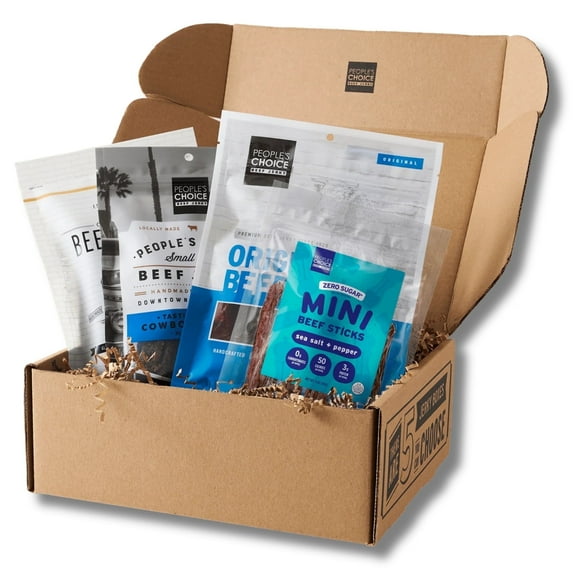 People's Choice Beef Jerky - Jerky Box - Simple & Savory - Gift for Dad - 4 Bags